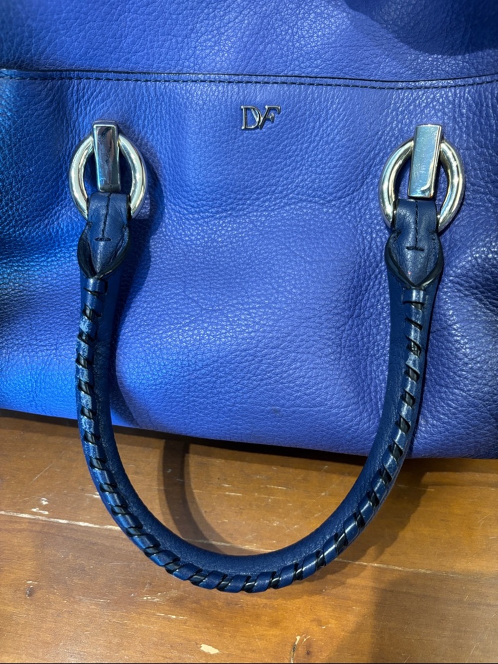 Diane Von Furstenberg Blue Gradient Ombre Leather Bag with Gold Hardware - Picture 15 of 15